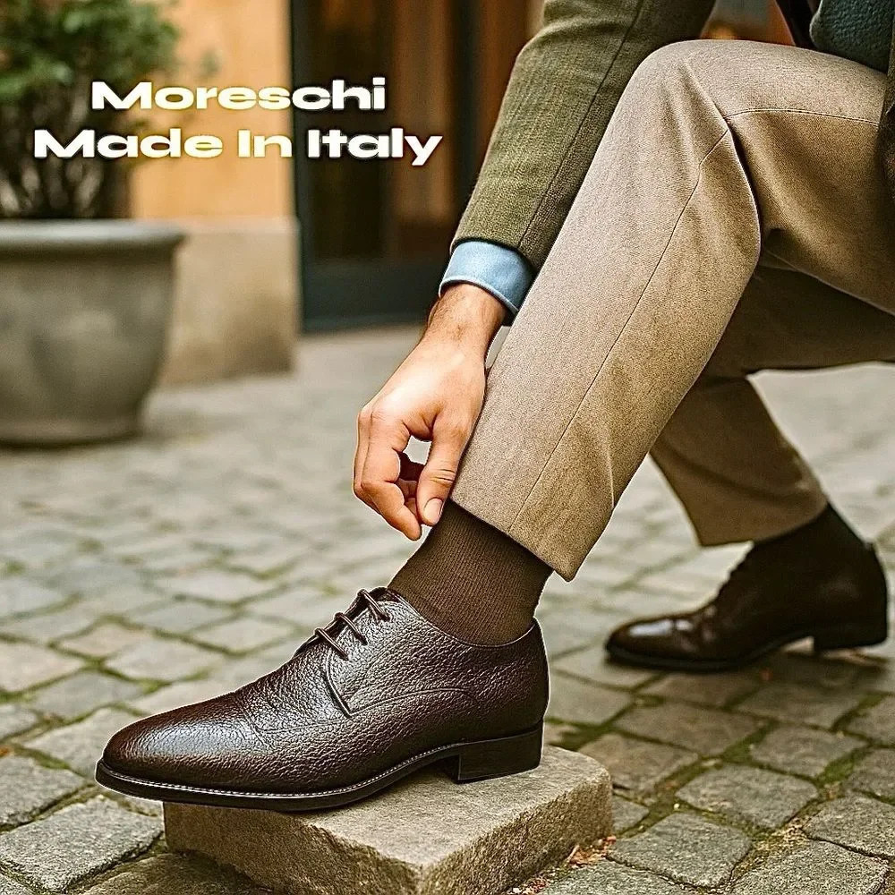 Moreschi Men’s Brown Peccary Split Toe Dress Shoes Size 10 D EU 9 Made in Italy